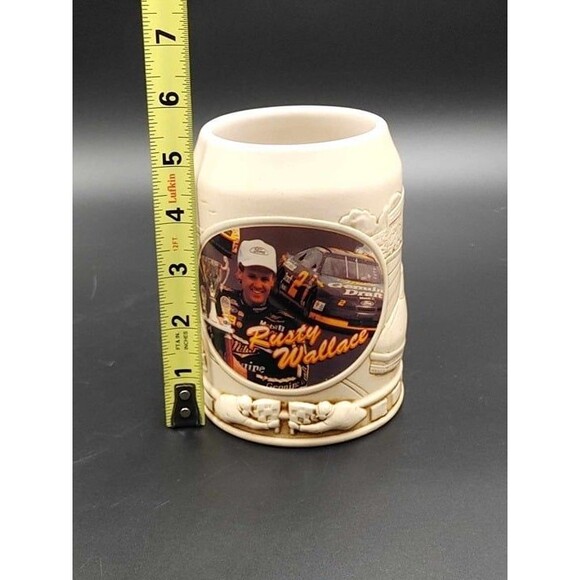 Vintage Rusty Wallace 3D Sculptured Beer Stein Mug Ceramic NASCAR 1995 Miller - Picture 10 of 10